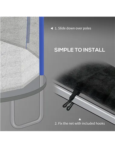 SPORTNOW 8ft Trampoline Net Replacement with 6 Plastic Pole Covers, Weather-Resistant Trampoline Netting Replacement with Zipped