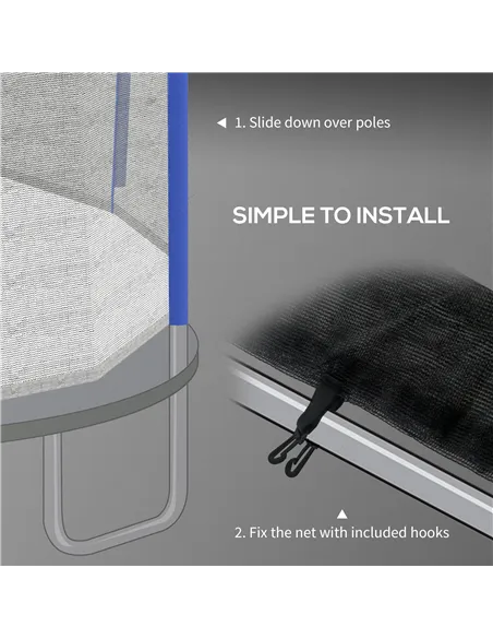 SPORTNOW 8ft Trampoline Net Replacement with 6 Plastic Pole Covers, Weather-Resistant Trampoline Netting Replacement with Zipped