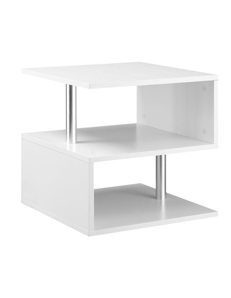 HOMCOM Wooden S Shape Cube Coffee Table 2 Tier Storage Shelves Organizer Office Bookcase Living Room End Desk Stand Display (Whi