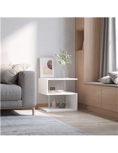 HOMCOM Wooden S Shape Cube Coffee Table 2 Tier Storage Shelves Organizer Office Bookcase Living Room End Desk Stand Display (Whi 2