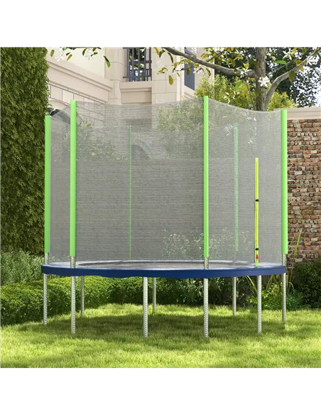 SPORTNOW 10ft Trampoline Net Replacement with 6 Plastic Pole Covers, Weather-Resistant Trampoline Netting Replacement with Zippe