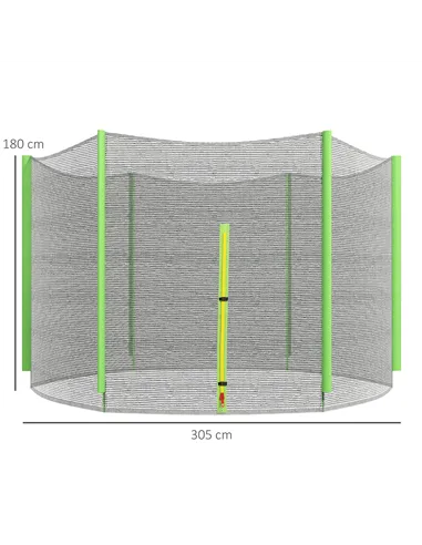SPORTNOW 10ft Trampoline Net Replacement with 6 Plastic Pole Covers, Weather-Resistant Trampoline Netting Replacement with Zippe