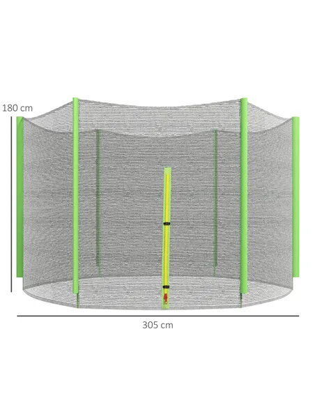SPORTNOW 10ft Trampoline Net Replacement with 6 Plastic Pole Covers, Weather-Resistant Trampoline Netting Replacement with Zippe