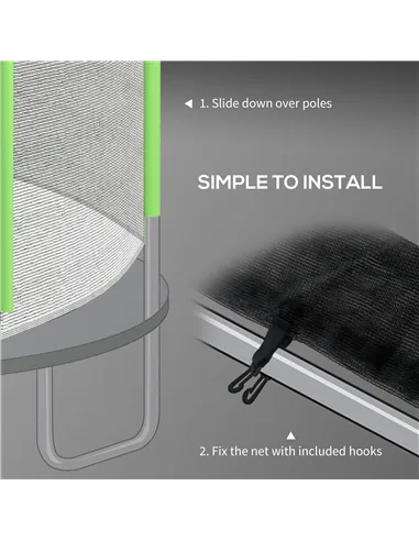 SPORTNOW 10ft Trampoline Net Replacement with 6 Plastic Pole Covers, Weather-Resistant Trampoline Netting Replacement with Zippe