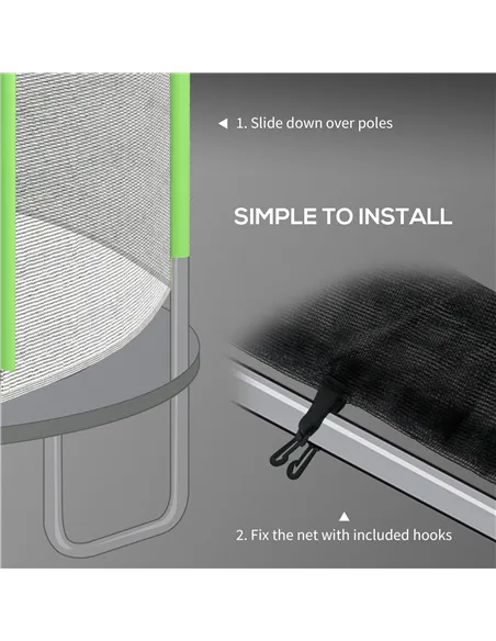 SPORTNOW 10ft Trampoline Net Replacement with 6 Plastic Pole Covers, Weather-Resistant Trampoline Netting Replacement with Zippe