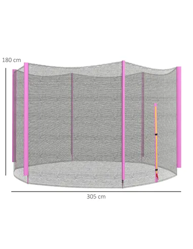 SPORTNOW 10ft Trampoline Net Replacement with 6 Plastic Pole Covers, Weather-Resistant Trampoline Netting Replacement with Zippe