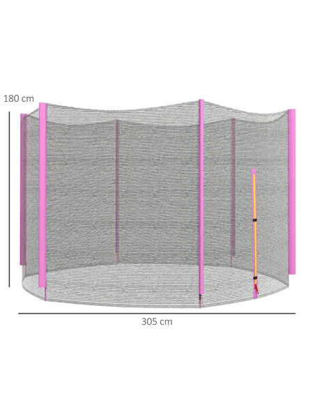 SPORTNOW 10ft Trampoline Net Replacement with 6 Plastic Pole Covers, Weather-Resistant Trampoline Netting Replacement with Zippe