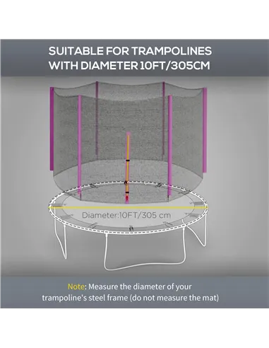 SPORTNOW 10ft Trampoline Net Replacement with 6 Plastic Pole Covers, Weather-Resistant Trampoline Netting Replacement with Zippe