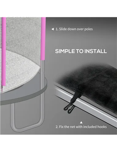 SPORTNOW 10ft Trampoline Net Replacement with 6 Plastic Pole Covers, Weather-Resistant Trampoline Netting Replacement with Zippe