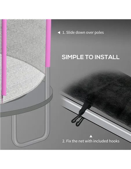 SPORTNOW 10ft Trampoline Net Replacement with 6 Plastic Pole Covers, Weather-Resistant Trampoline Netting Replacement with Zippe