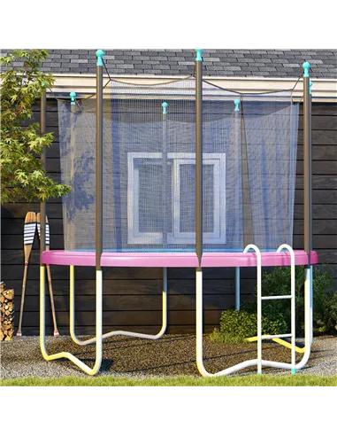 SPORTNOW 8FT Trampoline Spring Cover, Plastic Trampoline Pad Replacement with Elastic Cord, Waterproof, UV Resistant and Tear-Re