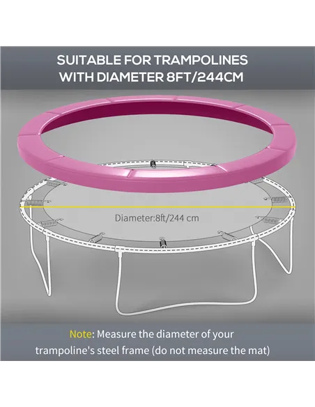 SPORTNOW 8FT Trampoline Spring Cover, Plastic Trampoline Pad Replacement with Elastic Cord, Waterproof, UV Resistant and Tear-Re