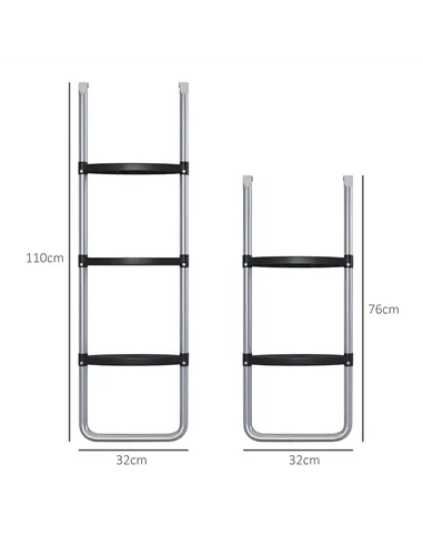 SPORTNOW Galvanised Steel Trampoline Ladder, 2 Steps/3 Steps Outdoor Trampoline Accessories for 6ft, 8ft, 10ft, 12ft, 13ft, 14ft