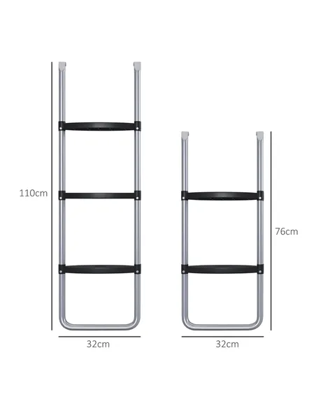 SPORTNOW Galvanised Steel Trampoline Ladder, 2 Steps/3 Steps Outdoor Trampoline Accessories for 6ft, 8ft, 10ft, 12ft, 13ft, 14ft