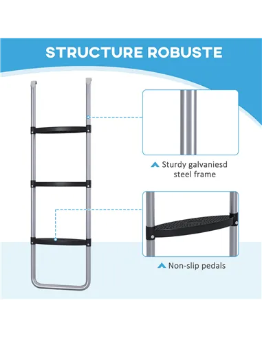 SPORTNOW Galvanised Steel Trampoline Ladder, 2 Steps/3 Steps Outdoor Trampoline Accessories for 6ft, 8ft, 10ft, 12ft, 13ft, 14ft