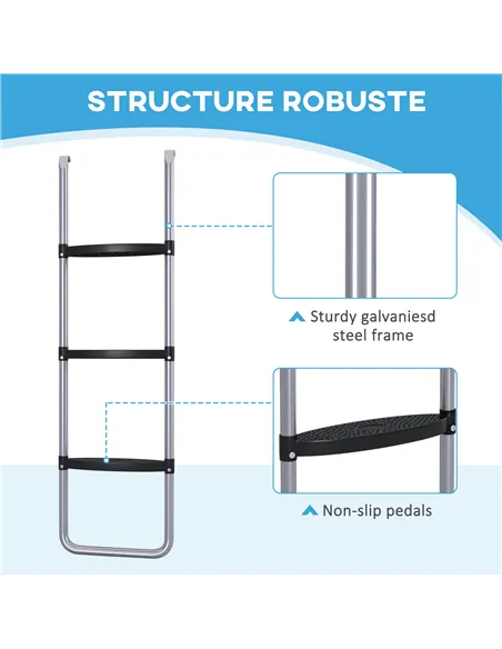 SPORTNOW Galvanised Steel Trampoline Ladder, 2 Steps/3 Steps Outdoor Trampoline Accessories for 6ft, 8ft, 10ft, 12ft, 13ft, 14ft