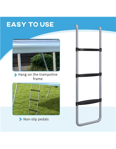 SPORTNOW Galvanised Steel Trampoline Ladder, 2 Steps/3 Steps Outdoor Trampoline Accessories for 6ft, 8ft, 10ft, 12ft, 13ft, 14ft