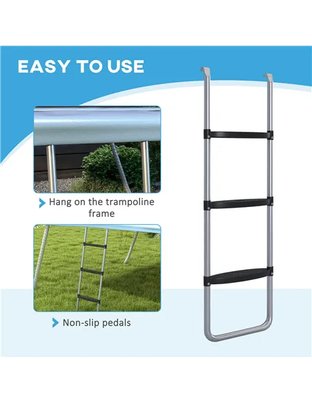 SPORTNOW Galvanised Steel Trampoline Ladder, 2 Steps/3 Steps Outdoor Trampoline Accessories for 6ft, 8ft, 10ft, 12ft, 13ft, 14ft