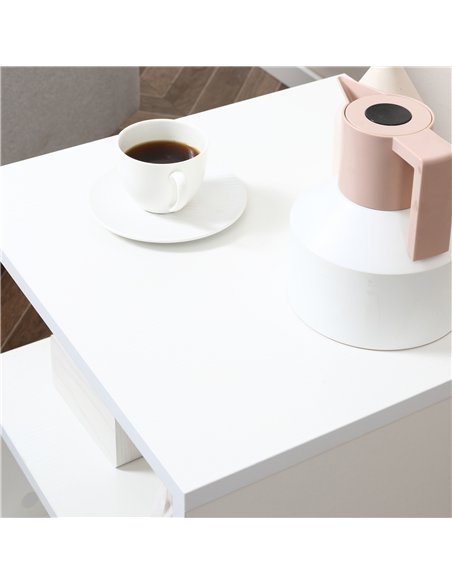 HOMCOM Wooden S Shape Cube Coffee Table 2 Tier Storage Shelves Organizer Office Bookcase Living Room End Desk Stand Display (Whi