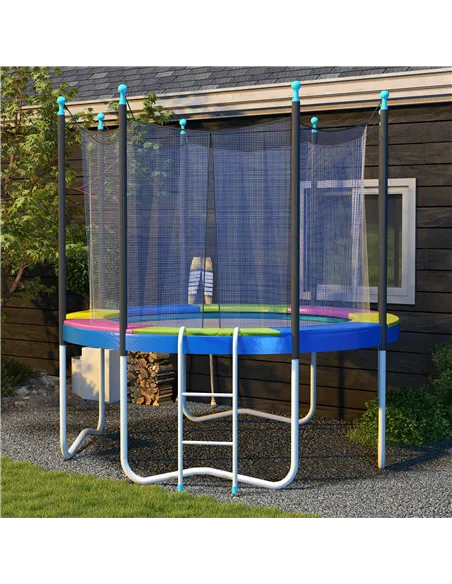 SPORTNOW 8FT Trampoline Spring Cover, Plastic Trampoline Pad Replacement with Elastic Cord, Waterproof, UV Resistant and Tear-Re