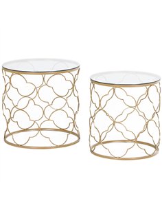 HOMCOM Nesting Tables Set of 2, Modern Stacking Side End Table with Tempered Glass Top, Metal Frame for Living Room Bedroom Offi