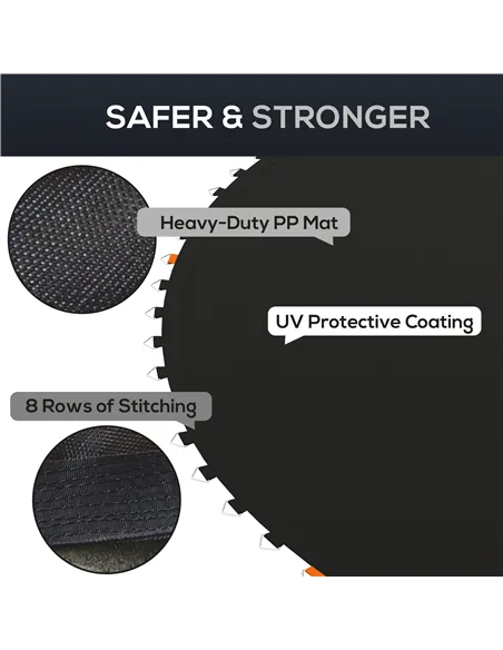 SPORTNOW Replacement Trampoline Mat with Spring Pull Tool, 72 V-Hooks, for 12ft Trampoline using 14cm Springs, Black