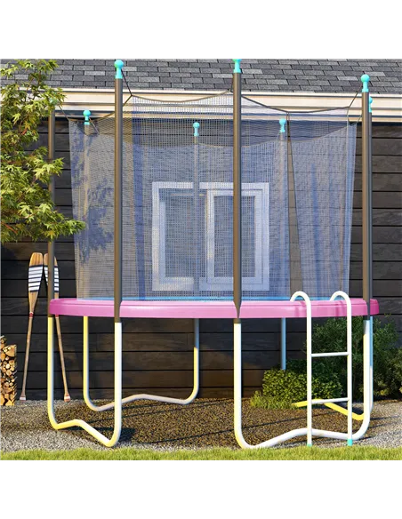 SPORTNOW 10FT Trampoline Spring Cover, Plastic Trampoline Pad Replacement with Elastic Cord, Waterproof, UV Resistant and Tear-R