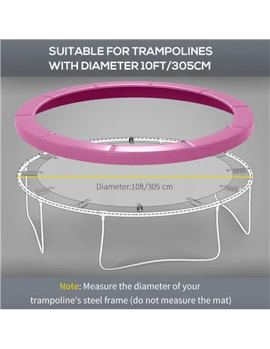 SPORTNOW 10FT Trampoline Spring Cover, Plastic Trampoline Pad Replacement with Elastic Cord, Waterproof, UV Resistant and Tear-R