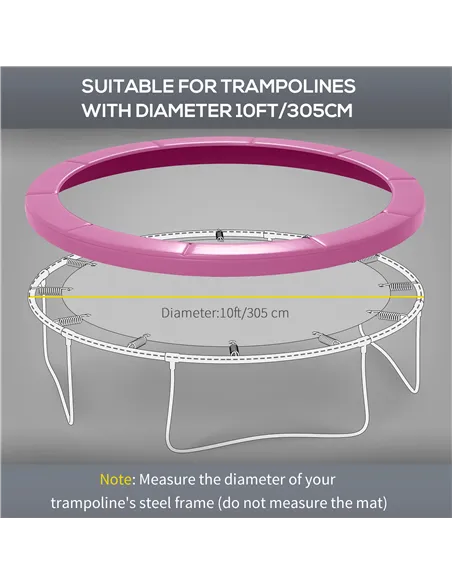 SPORTNOW 10FT Trampoline Spring Cover, Plastic Trampoline Pad Replacement with Elastic Cord, Waterproof, UV Resistant and Tear-R