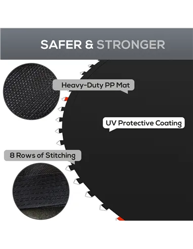 SPORTNOW Trampoline Replacement Mat with Spring Pull Tool, 54 V-Hooks, for 10ft Trampoline using 14cm Springs, Black