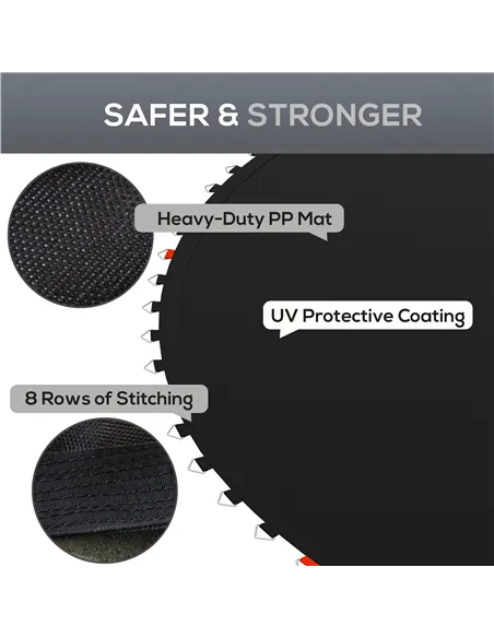 SPORTNOW Trampoline Replacement Mat with Spring Pull Tool, 54 V-Hooks, for 10ft Trampoline using 14cm Springs, Black