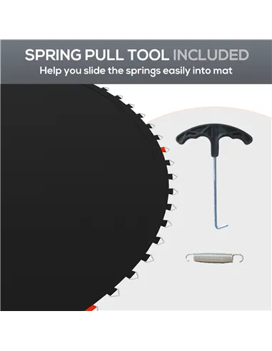 SPORTNOW Trampoline Replacement Mat with Spring Pull Tool, 54 V-Hooks, for 10ft Trampoline using 14cm Springs, Black