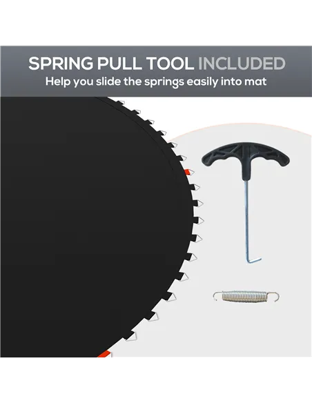 SPORTNOW Trampoline Replacement Mat with Spring Pull Tool, 54 V-Hooks, for 10ft Trampoline using 14cm Springs, Black