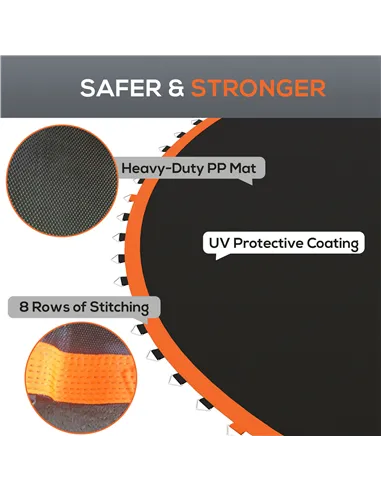 SPORTNOW Replacement Trampoline Mat with Spring Pull Tool, 72 V-Hooks, for 12ft Trampoline using 14cm Springs, Orange
