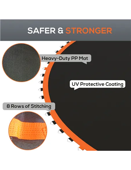 SPORTNOW Replacement Trampoline Mat with Spring Pull Tool, 72 V-Hooks, for 12ft Trampoline using 14cm Springs, Orange