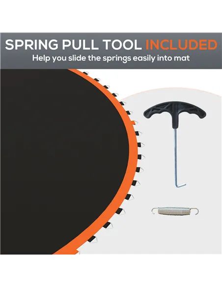 SPORTNOW Replacement Trampoline Mat with Spring Pull Tool, 72 V-Hooks, for 12ft Trampoline using 14cm Springs, Orange