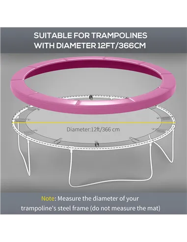 SPORTNOW 12FT Trampoline Spring Cover, Plastic Trampoline Pad Replacement with Elastic Cord, Waterproof, UV Resistant and Tear-R