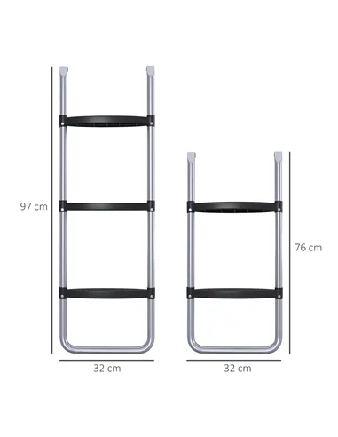 SPORTNOW Galvanised Steel Trampoline Ladder, 2 Steps/3 Steps Outdoor Trampoline Accessories for 6ft, 8ft, 10ft, 12ft, 13ft, 14ft