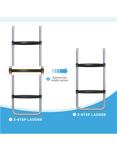 SPORTNOW Galvanised Steel Trampoline Ladder, 2 Steps/3 Steps Outdoor Trampoline Accessories for 6ft, 8ft, 10ft, 12ft, 13ft, 14ft