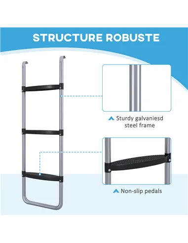SPORTNOW Galvanised Steel Trampoline Ladder, 2 Steps/3 Steps Outdoor Trampoline Accessories for 6ft, 8ft, 10ft, 12ft, 13ft, 14ft