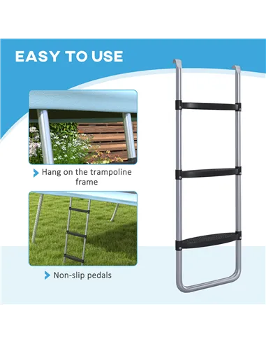 SPORTNOW Galvanised Steel Trampoline Ladder, 2 Steps/3 Steps Outdoor Trampoline Accessories for 6ft, 8ft, 10ft, 12ft, 13ft, 14ft