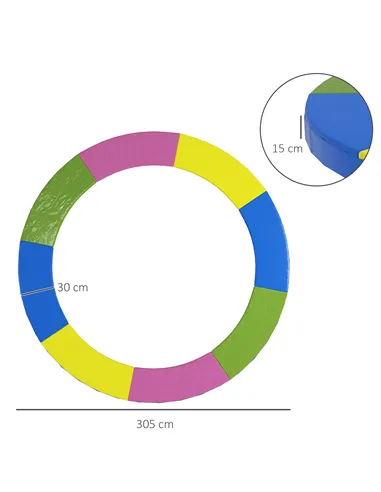 SPORTNOW 10FT Trampoline Spring Cover, Plastic Trampoline Pad Replacement with Elastic Cord, Waterproof, UV Resistant and Tear-R