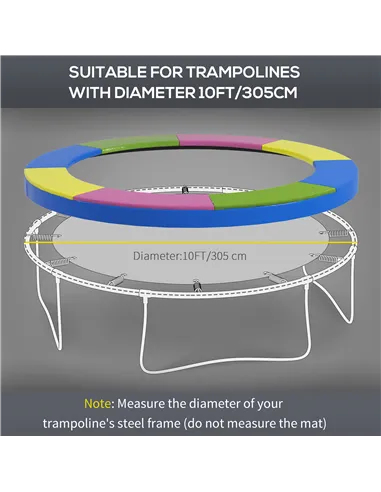 SPORTNOW 10FT Trampoline Spring Cover, Plastic Trampoline Pad Replacement with Elastic Cord, Waterproof, UV Resistant and Tear-R