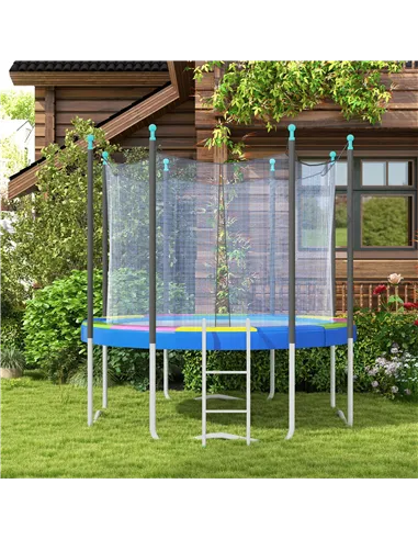 SPORTNOW 12FT Trampoline Spring Cover, Plastic Trampoline Pad Replacement with Elastic Cord, Waterproof, UV Resistant and Tear-R