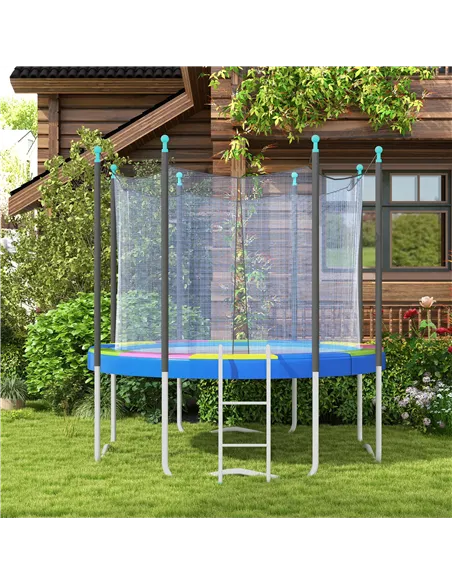 SPORTNOW 12FT Trampoline Spring Cover, Plastic Trampoline Pad Replacement with Elastic Cord, Waterproof, UV Resistant and Tear-R