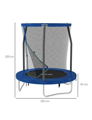 SPORTNOW 6ft Trampoline with Safety Enclosure Net, Steel Frame Outdoor Trampoline, with Edge, Safety Cover