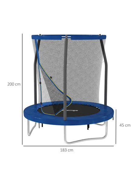 SPORTNOW 6ft Trampoline with Safety Enclosure Net, Steel Frame Outdoor Trampoline, with Edge, Safety Cover