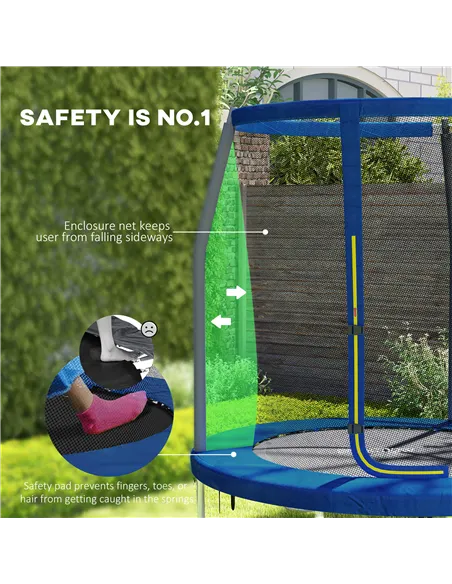 SPORTNOW 6ft Trampoline with Safety Enclosure Net, Steel Frame Outdoor Trampoline, with Edge, Safety Cover
