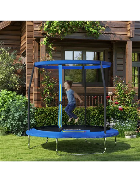 SPORTNOW 8ft Trampoline with Safety Enclosure Net, Steel Frame Outdoor Trampoline, with Edge, Safety Cover