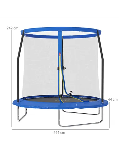 SPORTNOW 8ft Trampoline with Safety Enclosure Net, Steel Frame Outdoor Trampoline, with Edge, Safety Cover